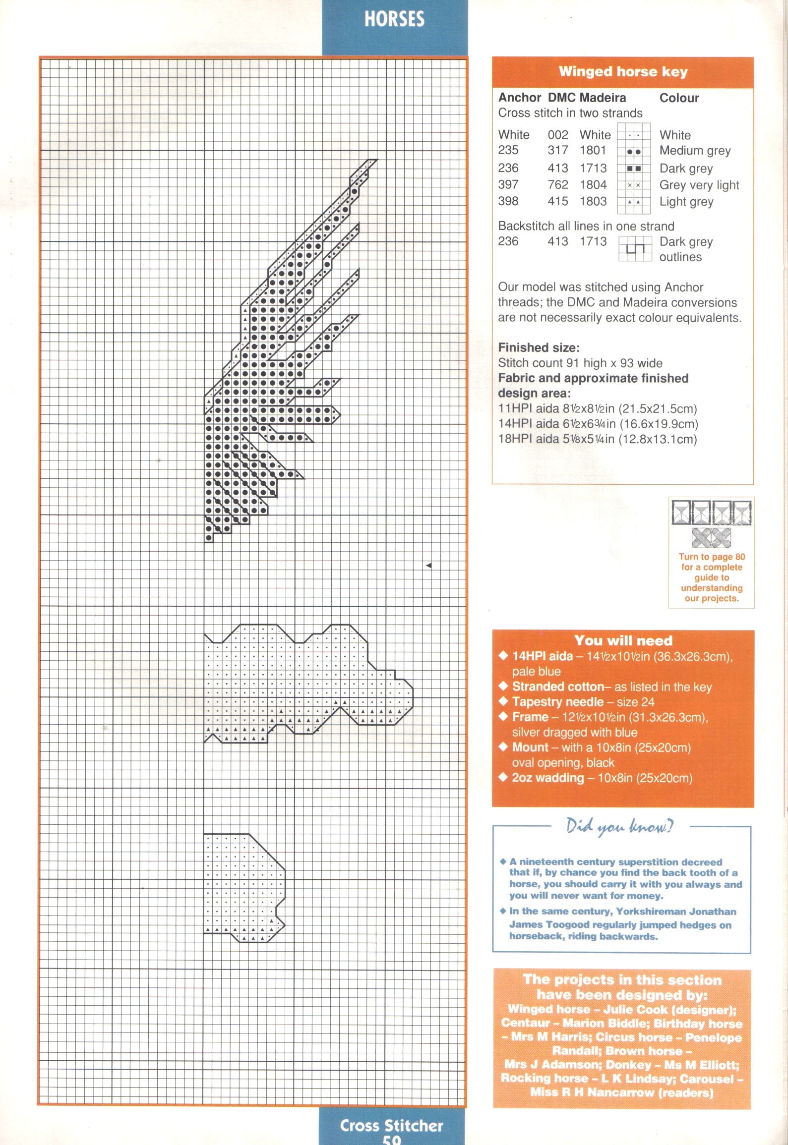 A flying horse cross stitch pattern (2)