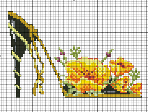 A shoe with flowers free cross stitch pattern (1)