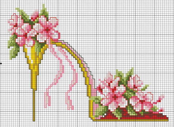 A shoe with flowers free cross stitch pattern (2)