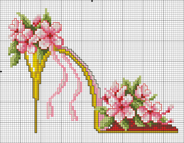 A shoe with flowers free cross stitch pattern (2)