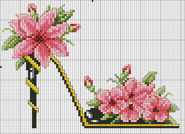 A shoe with flowers free cross stitch pattern (5)