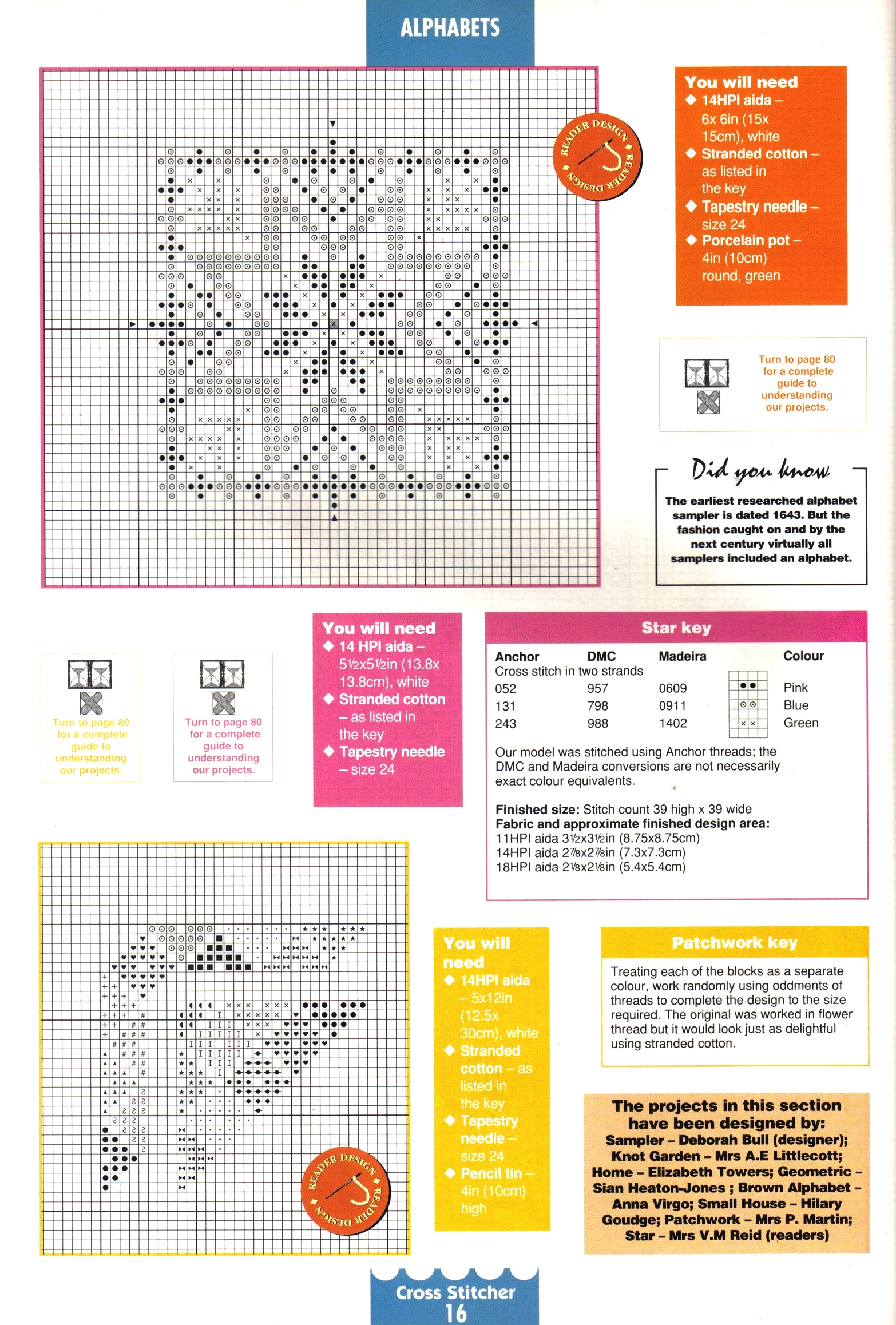A star cross stitch pattern