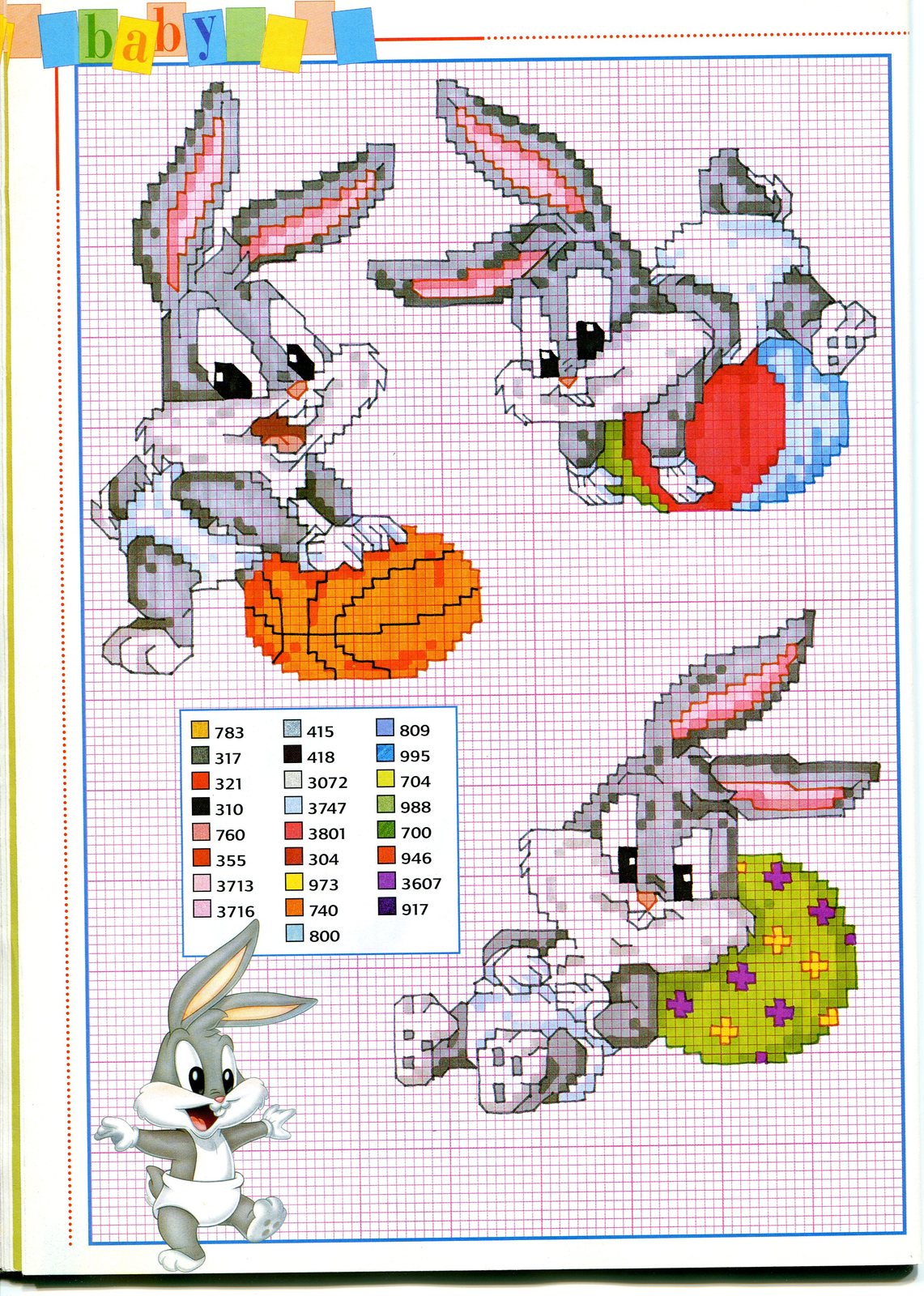 A tender Bugs Bunny cross stitch pattern