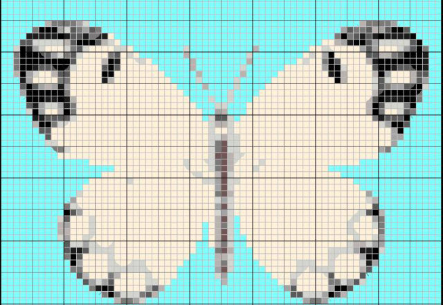 A white butterfly cross stitch pattern