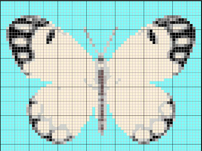 A white butterfly cross stitch pattern