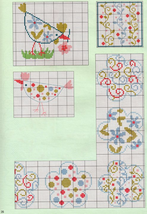 Abstract flowers cross stitch pattern