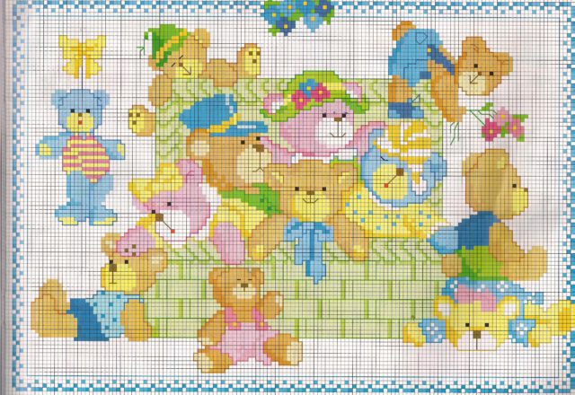 All the teddy bears cross stitch pattern