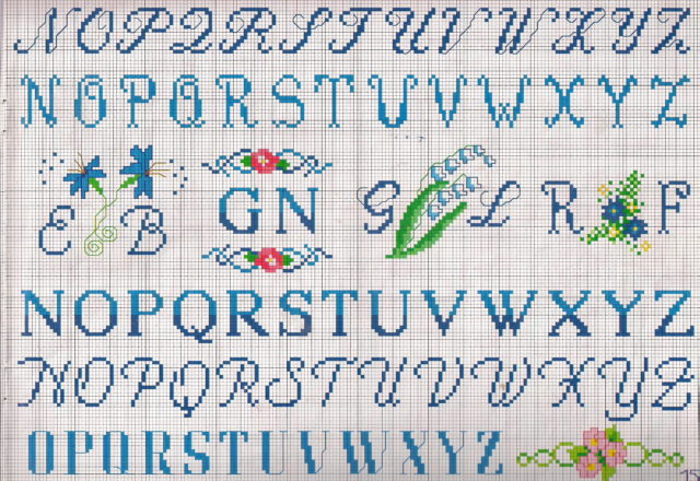 Alphabet initials small flowers