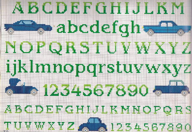Alphabet numbers and cars