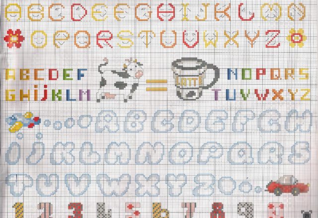 Alphabet with airplane and clouds