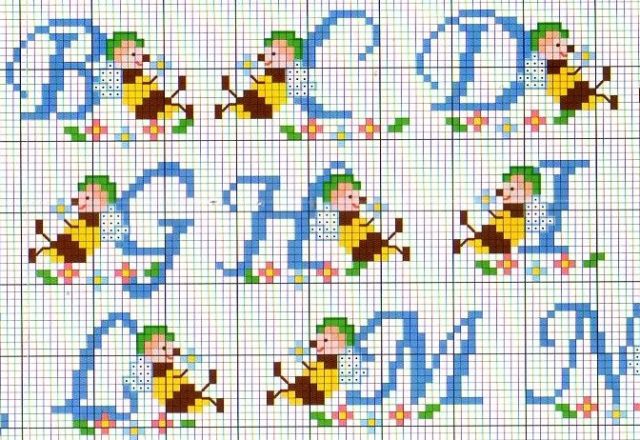 Alphabet with bees and flowers (1)