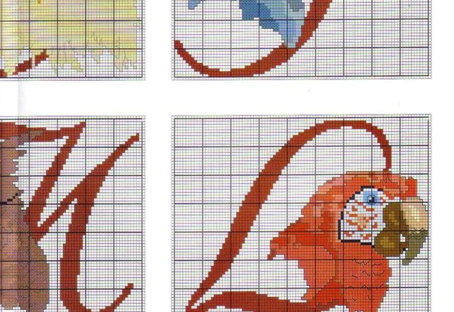 Alphabet with birds and exotic animals (6)