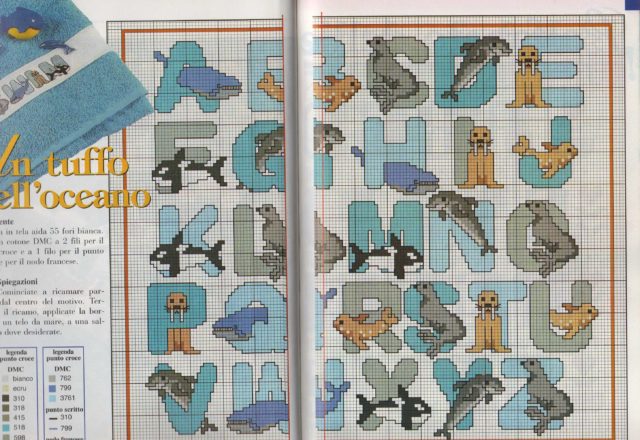 Alphabet with dolphins and seals
