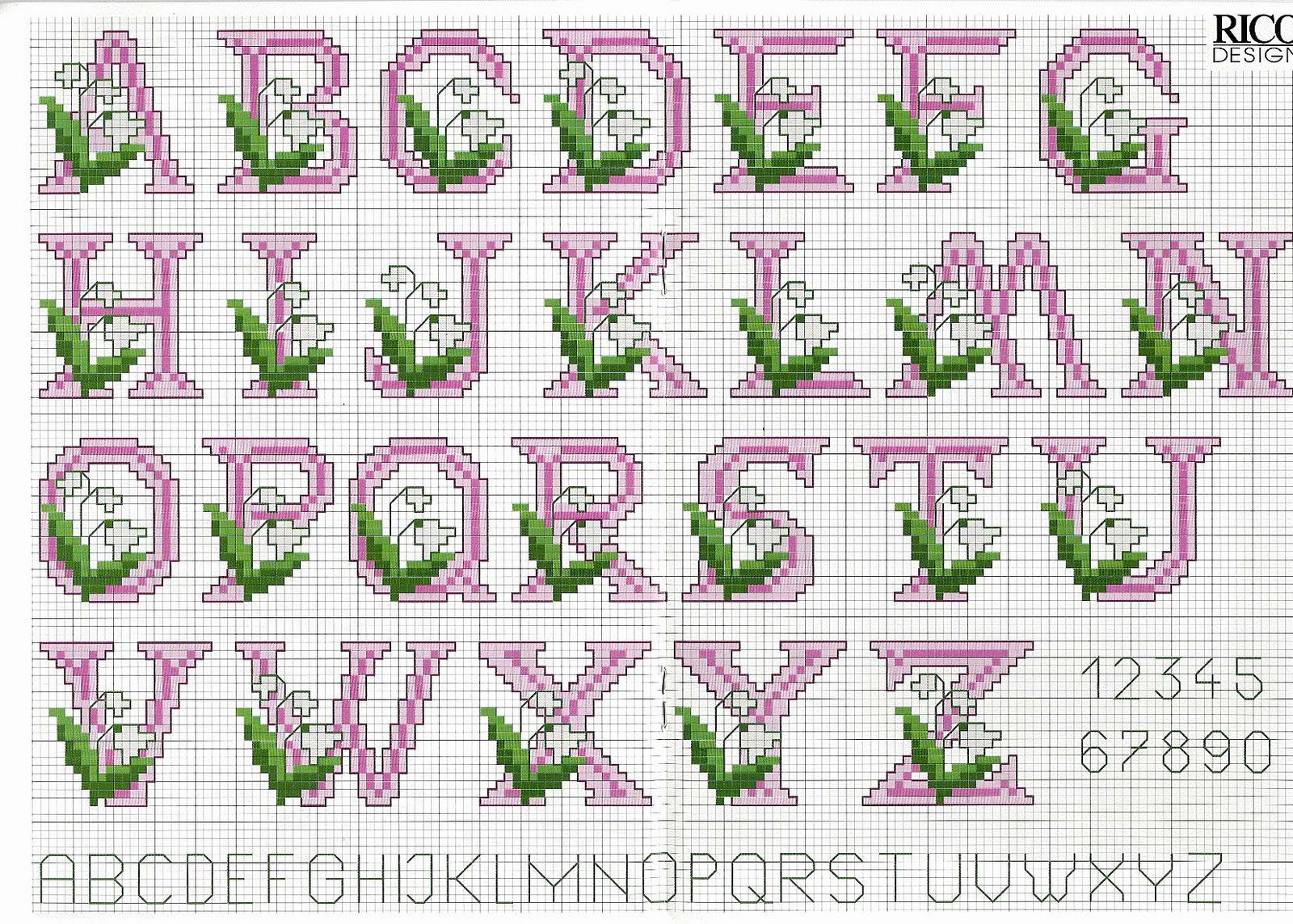 Alphabet with lily of the valley flowers