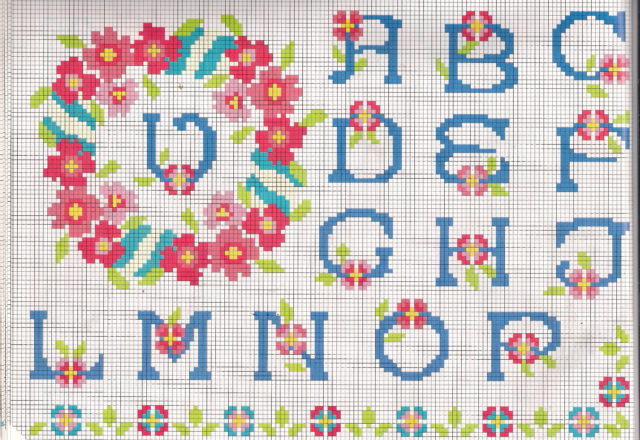 Alphabet with roses and a garland