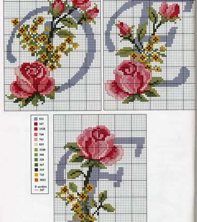 Alphabet with roses and yellow flowers (2)