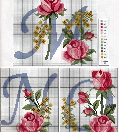 Alphabet with roses and yellow flowers (5)