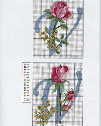 Alphabet with roses and yellow flowers (8)