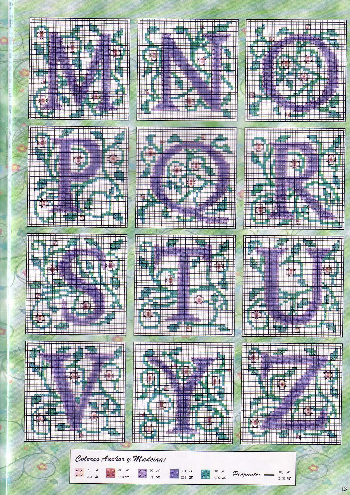 Alphabet with small flowers violets (2)