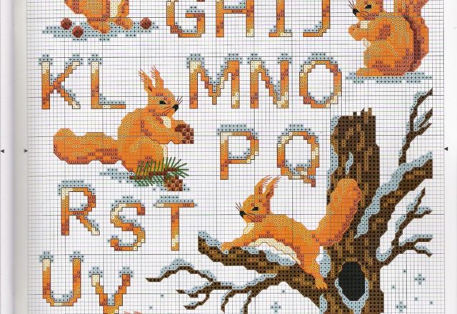 Alphabet with snow and squirrels