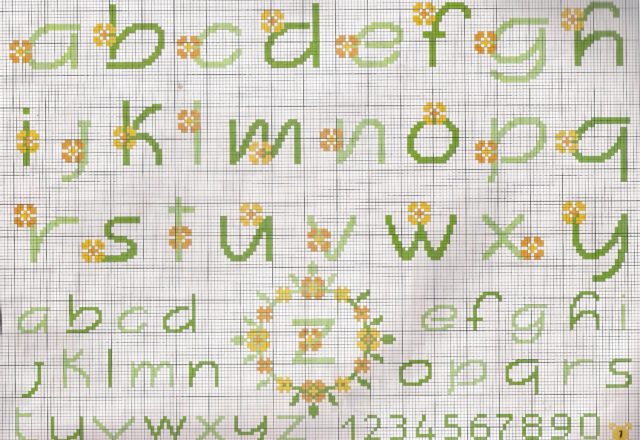 Alphabet with yellow flowers