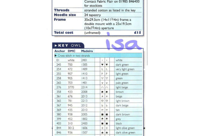 An owl on a wooden trunk cross stitch pattern (3)