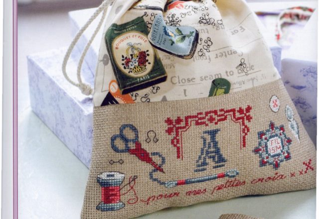 Ancient vintage cross stitch alphabet with blue letters (1)