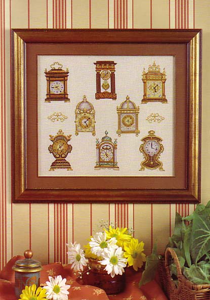 Antique clock by cross-stitch (1)