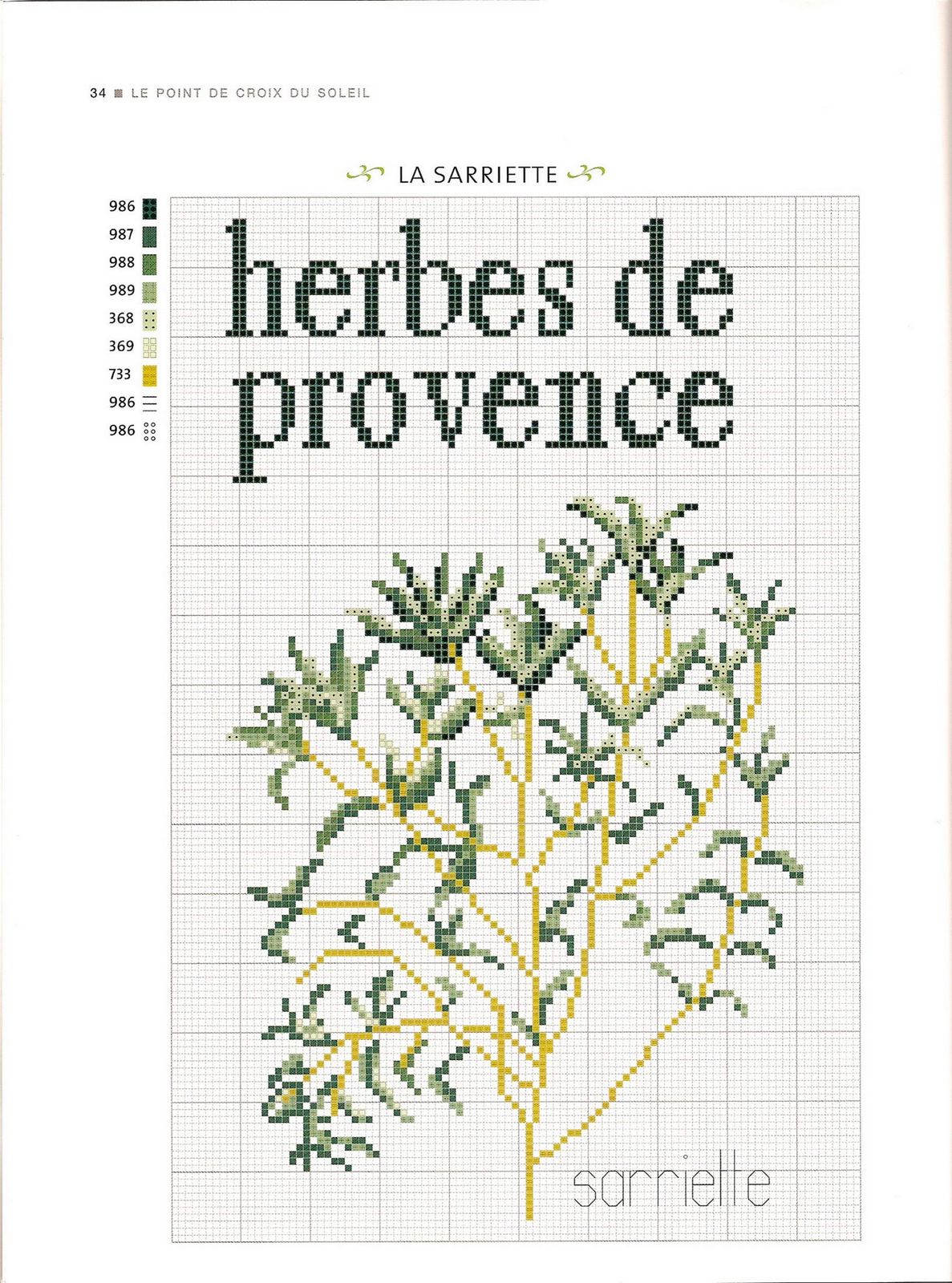 Aromatic herbs cross stitch pattern (2)
