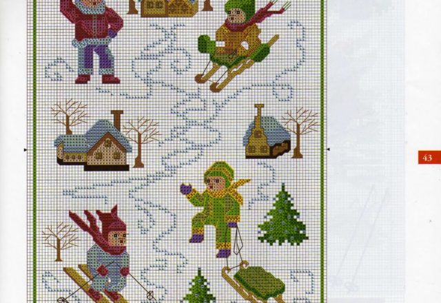 Babies on the snow cross stitch patterns