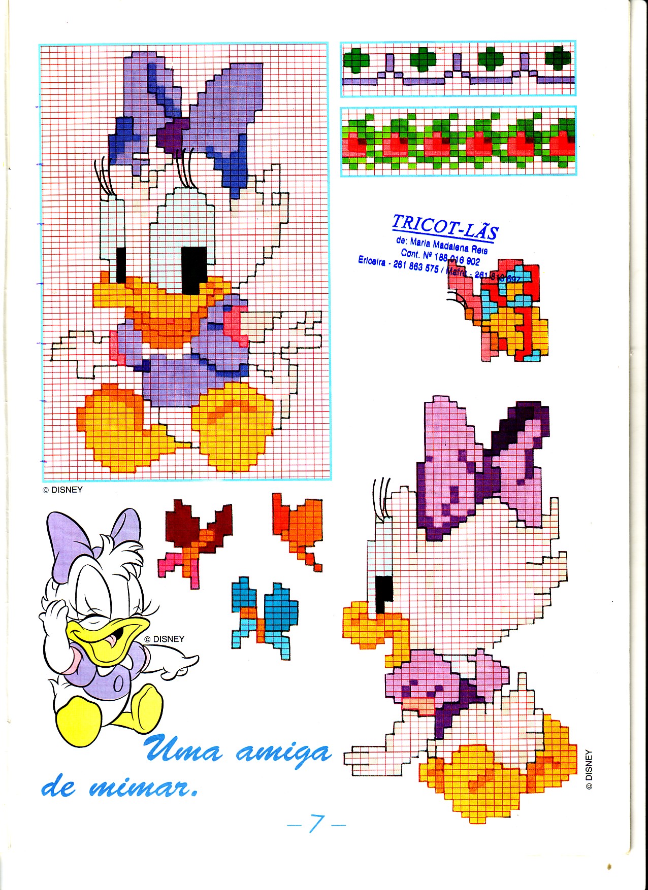 Baby Daisy Duck is sitting cross stitch pattern