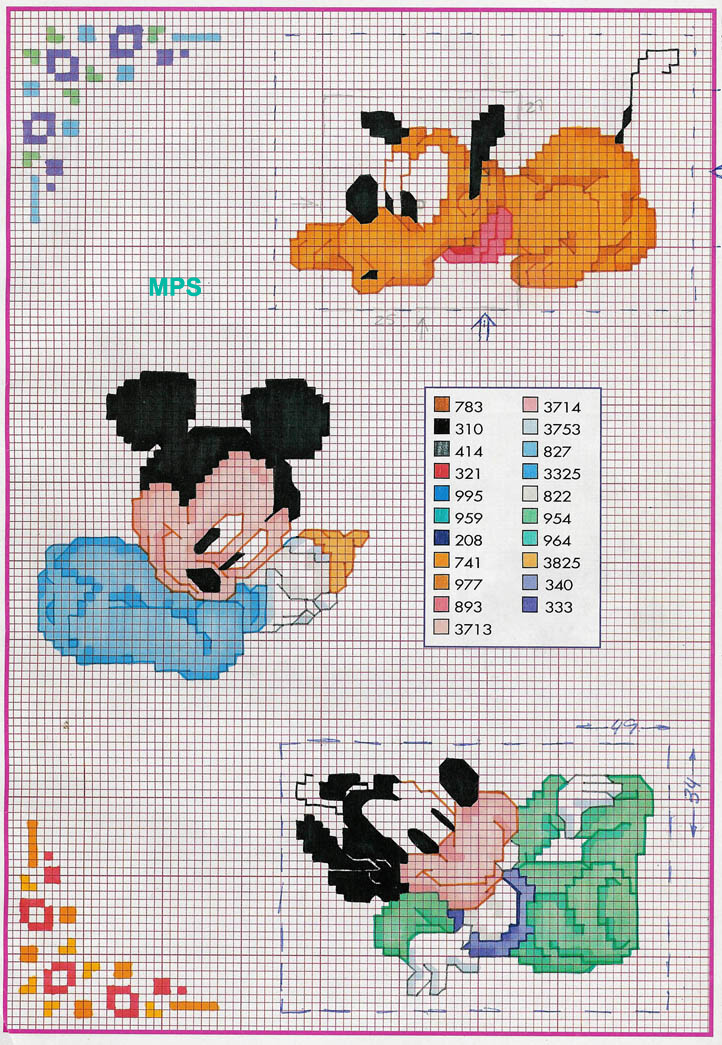 Baby Goofy Mickey Mouse Pluto cross stitch 475