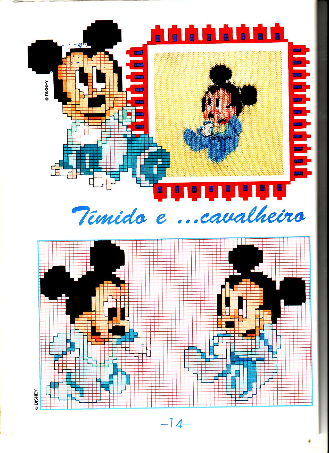Baby Mickey Mouse cross stitch in various positions