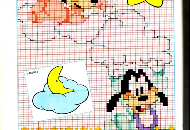 Baby Minnie and baby Pluto over the clouds