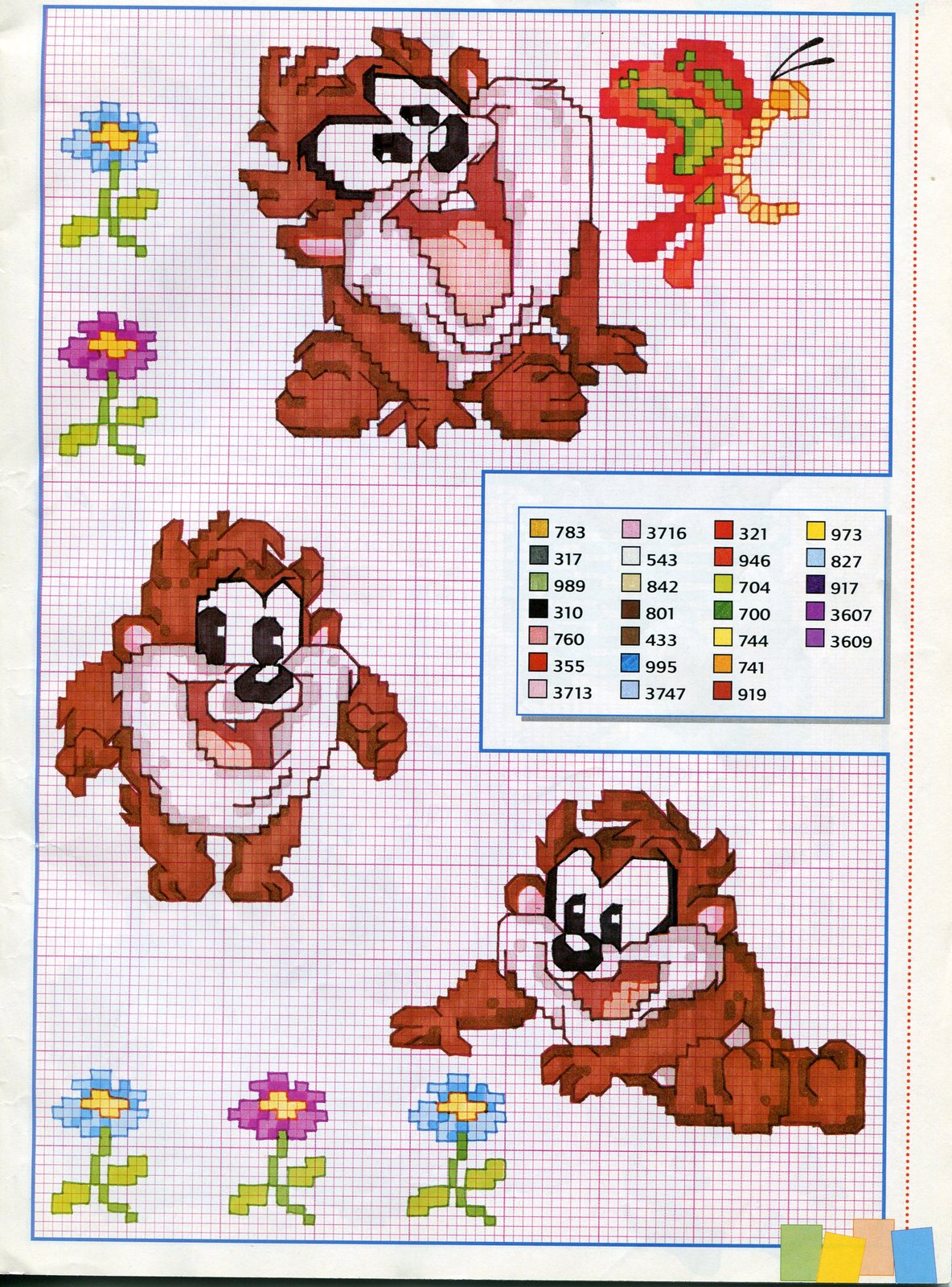 Baby Taz cross stitch pattern