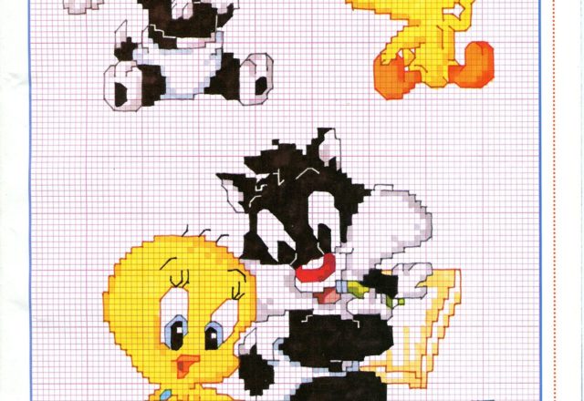Baby Tweety and Baby Sylvester cat cross stitch patterns