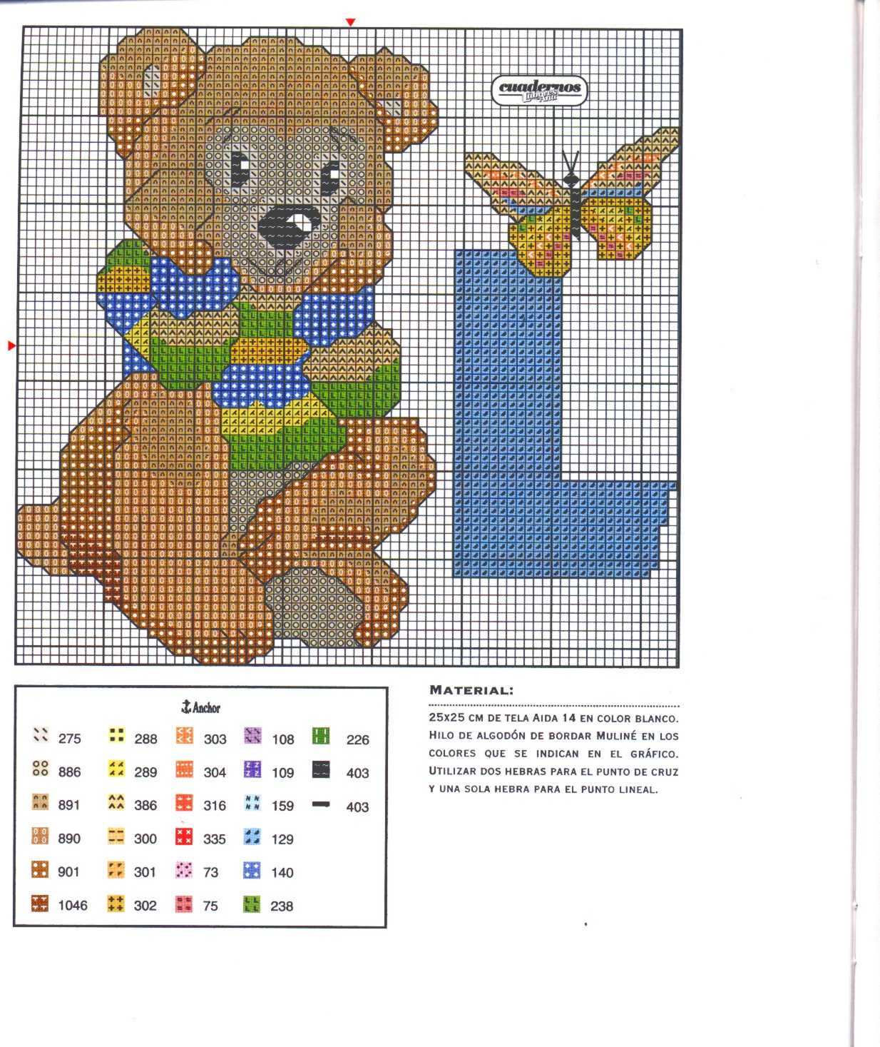 Baby cross stitch alphabet with teddy bears (12)