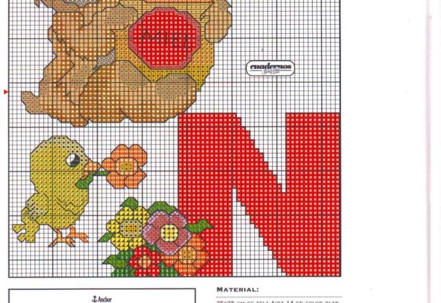 Baby cross stitch alphabet with teddy bears (14)