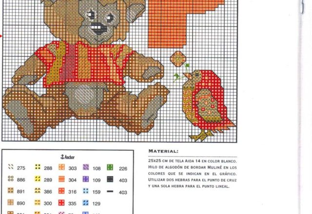 Baby cross stitch alphabet with teddy bears (16)