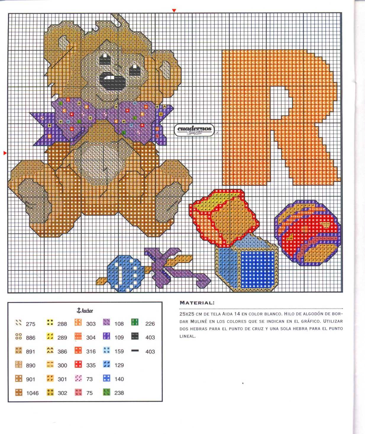 Baby cross stitch alphabet with teddy bears (18)