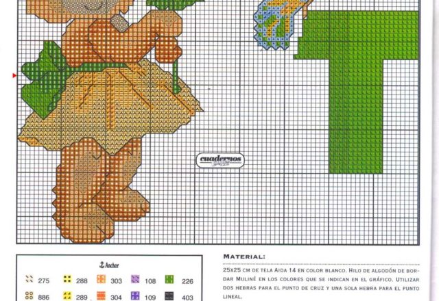 Baby cross stitch alphabet with teddy bears (20)