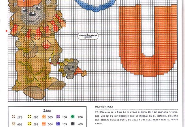 Baby cross stitch alphabet with teddy bears (21)