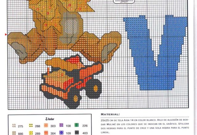 Baby cross stitch alphabet with teddy bears (22)