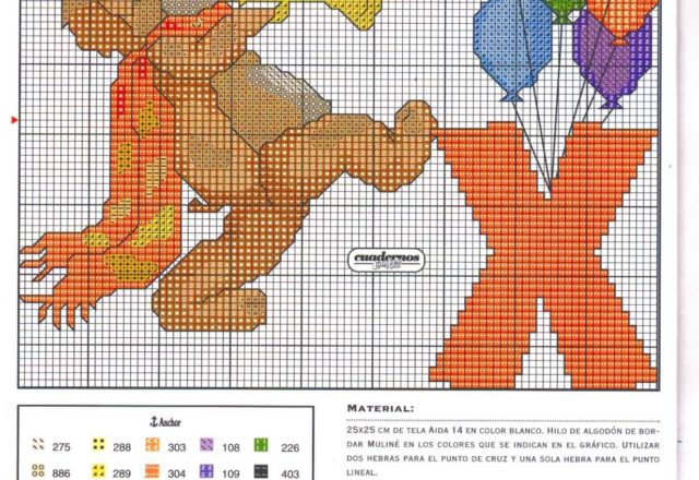 Baby cross stitch alphabet with teddy bears (24)