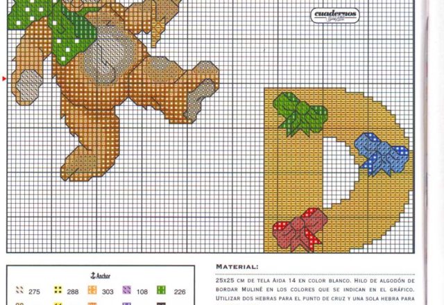 Baby cross stitch alphabet with teddy bears (4)