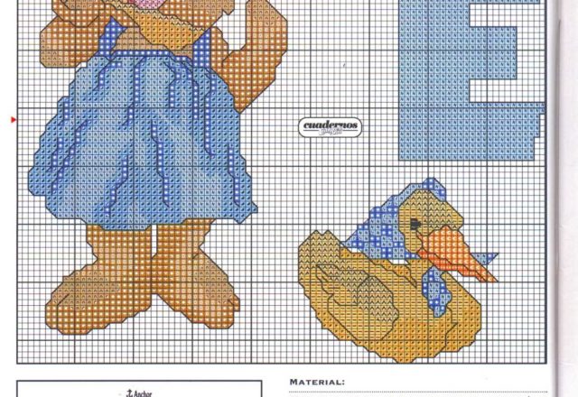 Baby cross stitch alphabet with teddy bears (5)