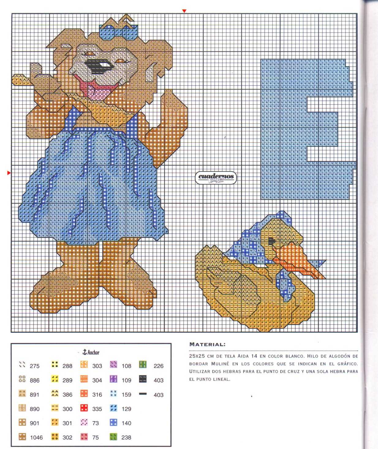 Baby cross stitch alphabet with teddy bears (5)