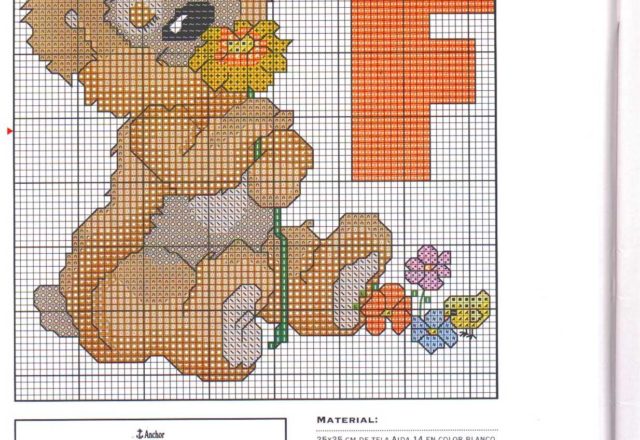 Baby cross stitch alphabet with teddy bears (6)
