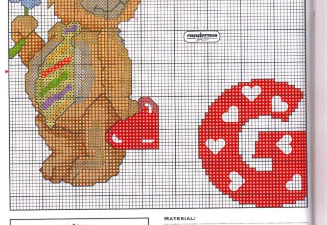 Baby cross stitch alphabet with teddy bears (7)