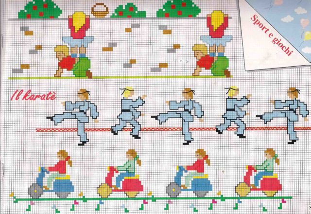 Baby cross stitch borders Karate